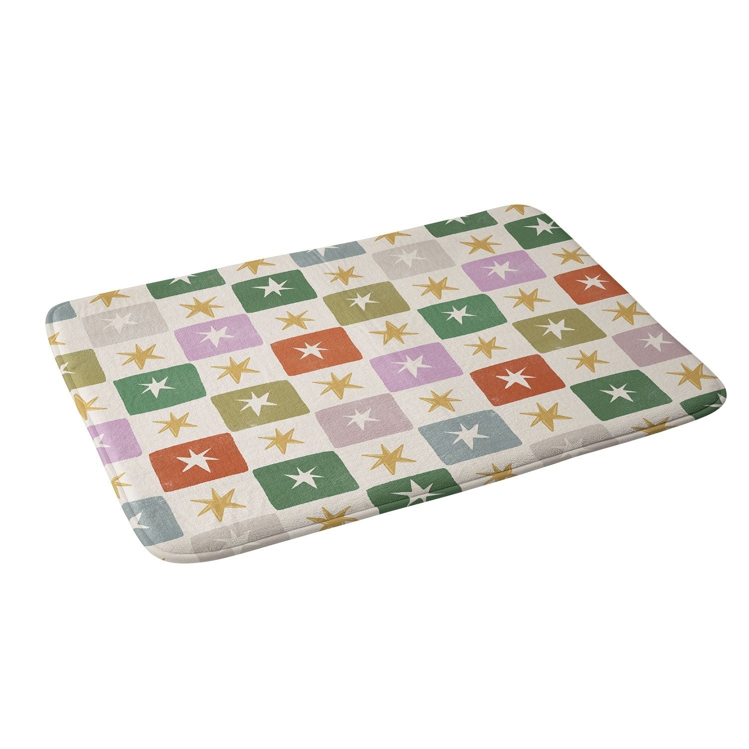 LouBruzzoni Retro Star Block Pattern Memory Foam Bath Mat
