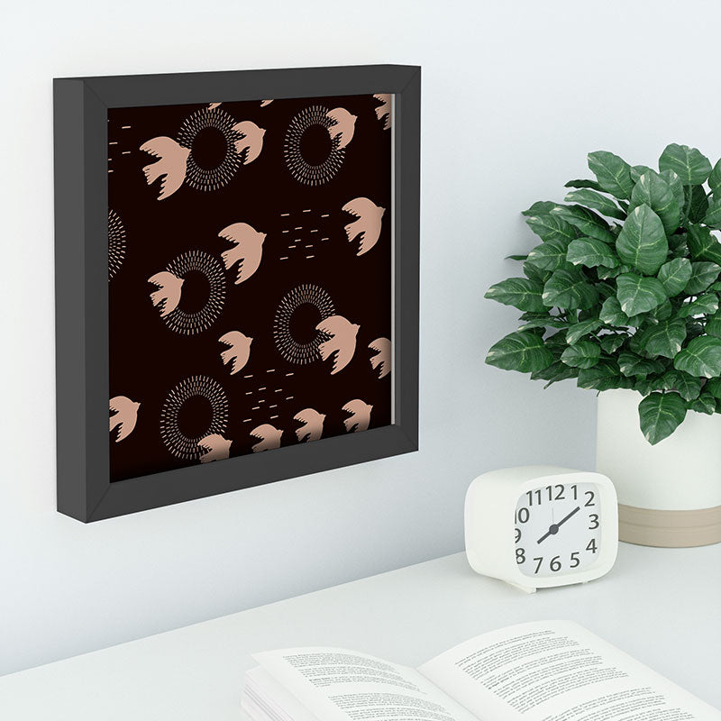 Viviana Gonzalez Espresso caramel Boho birds Recessed Framing Square