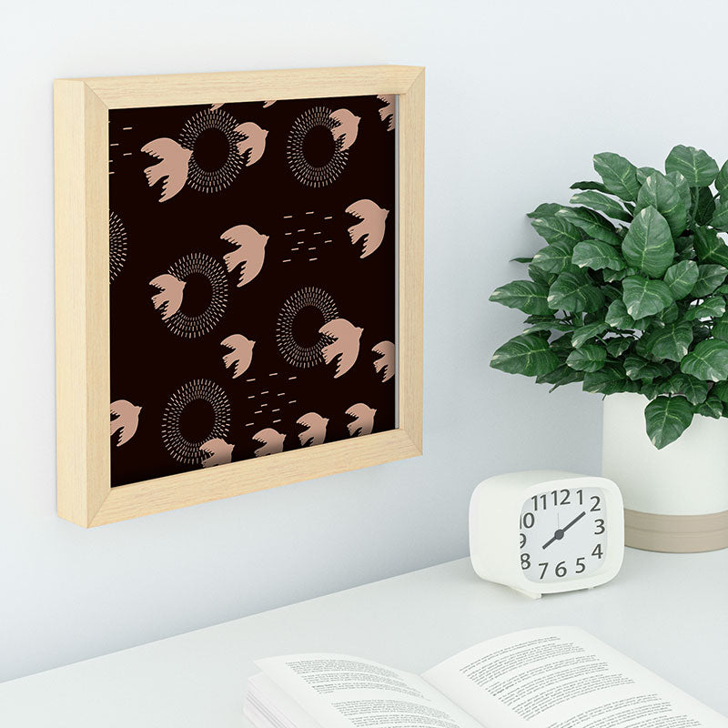 Viviana Gonzalez Espresso caramel Boho birds Recessed Framing Square