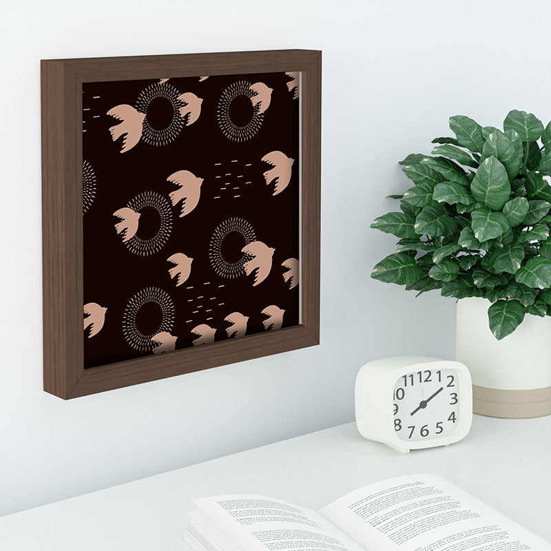Viviana Gonzalez Espresso caramel Boho birds Recessed Framing Square