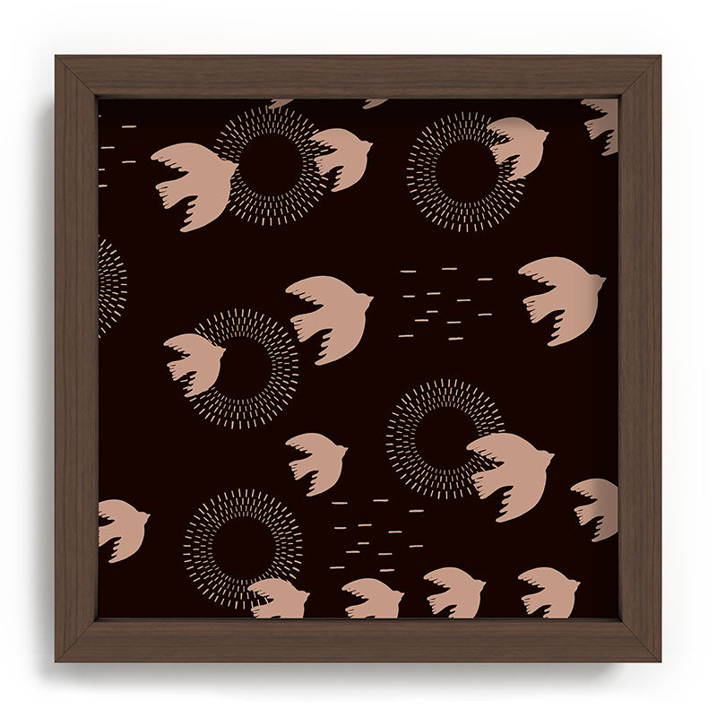 Viviana Gonzalez Espresso caramel Boho birds Recessed Framing Square