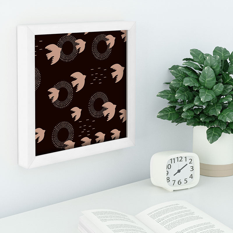 Viviana Gonzalez Espresso caramel Boho birds Recessed Framing Square