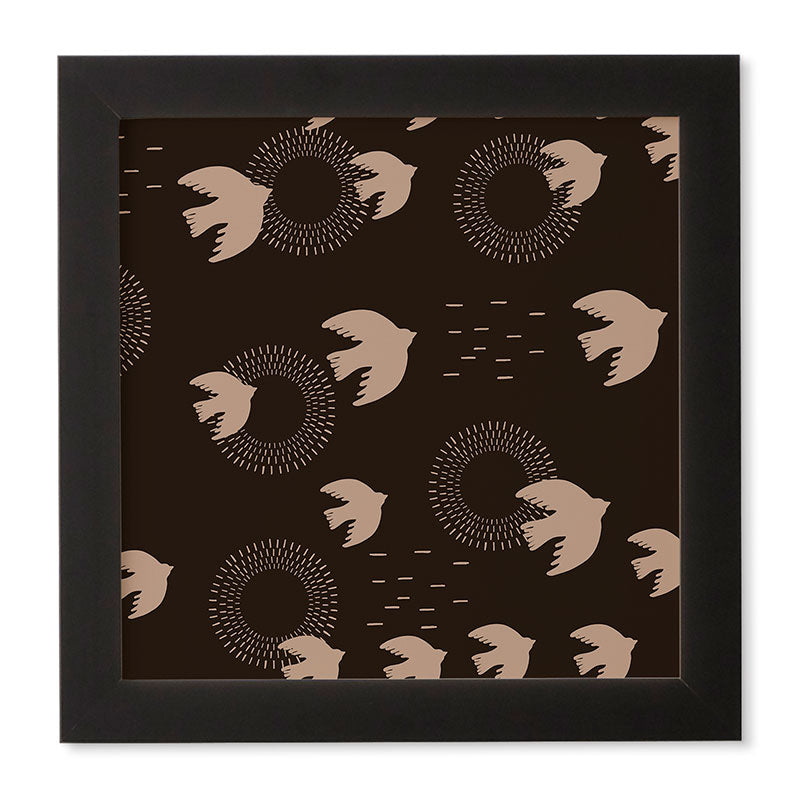 Viviana Gonzalez Espresso caramel Boho birds Framed Wall Art