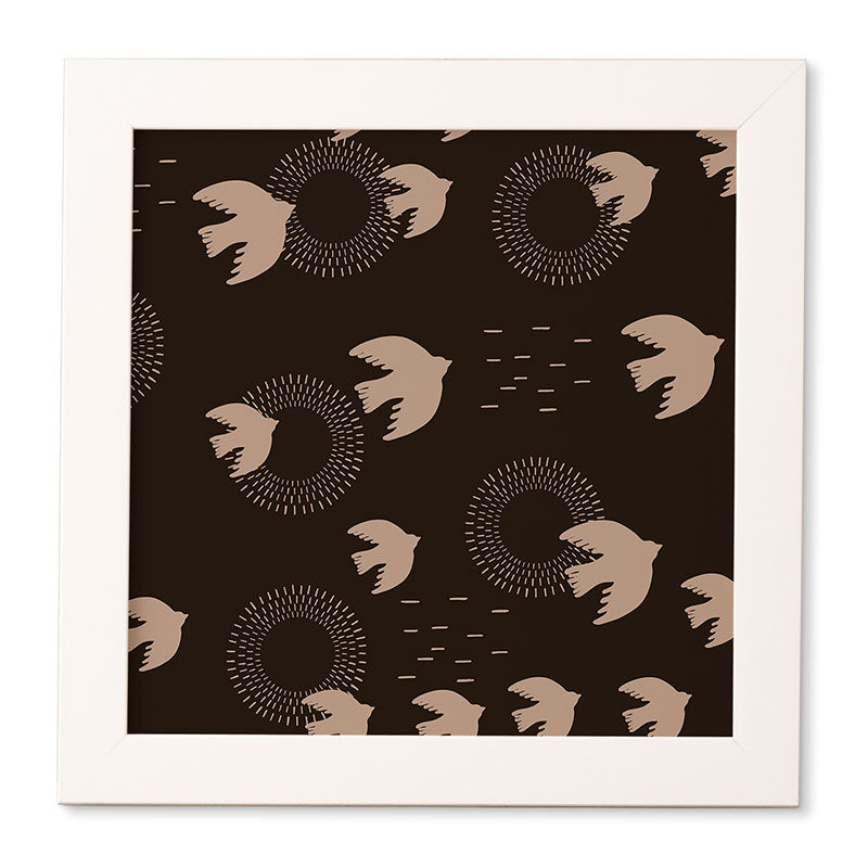 Viviana Gonzalez Espresso caramel Boho birds Framed Wall Art