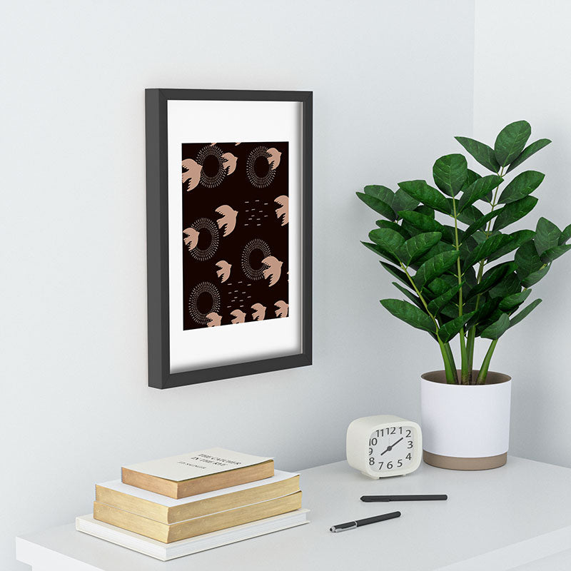 Viviana Gonzalez Espresso caramel Boho birds Recessed Framing Rectangle