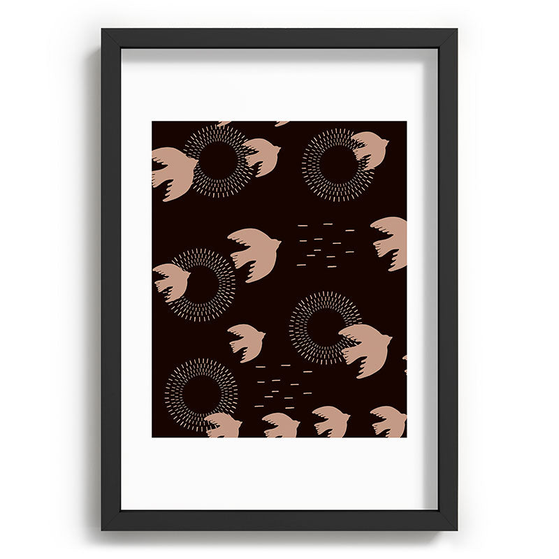 Viviana Gonzalez Espresso caramel Boho birds Recessed Framing Rectangle