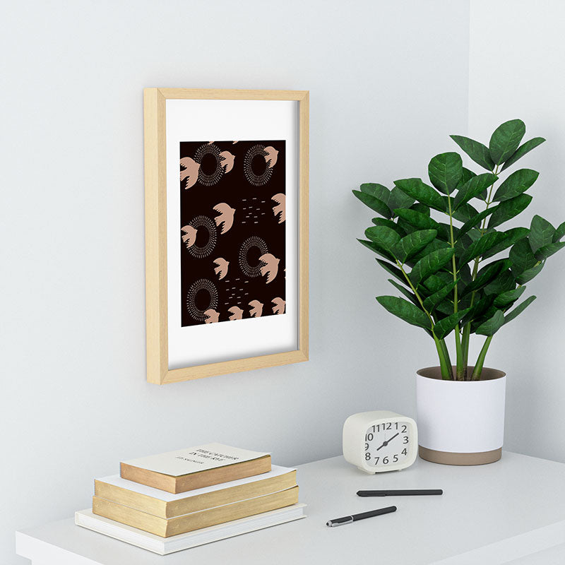 Viviana Gonzalez Espresso caramel Boho birds Recessed Framing Rectangle