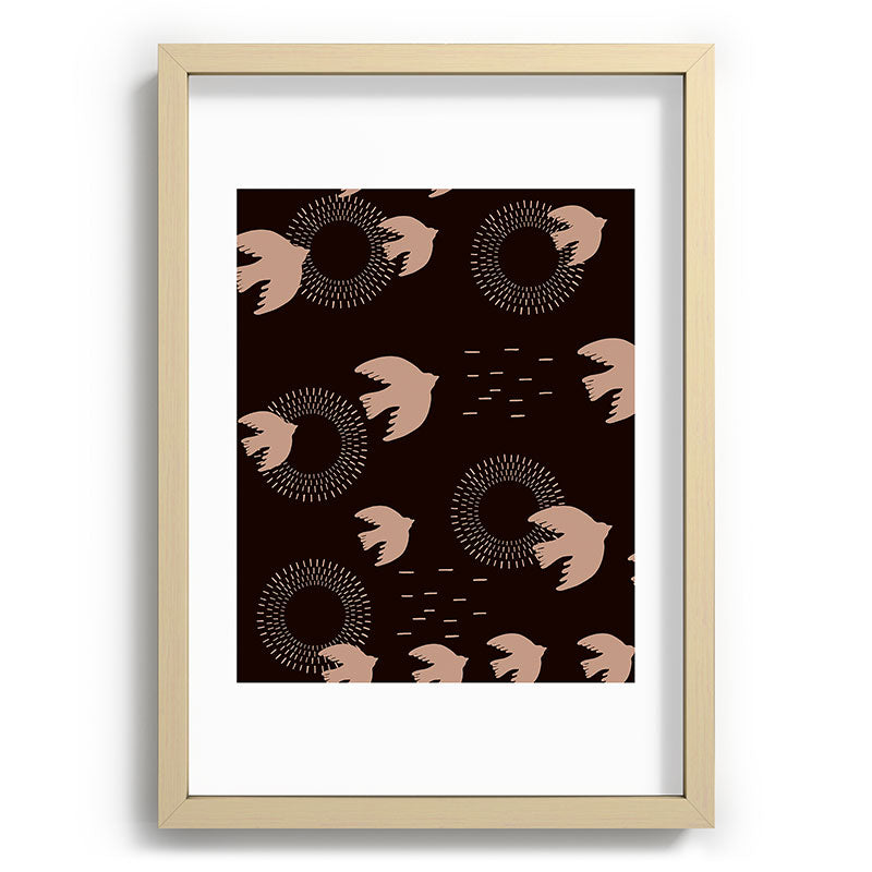 Viviana Gonzalez Espresso caramel Boho birds Recessed Framing Rectangle