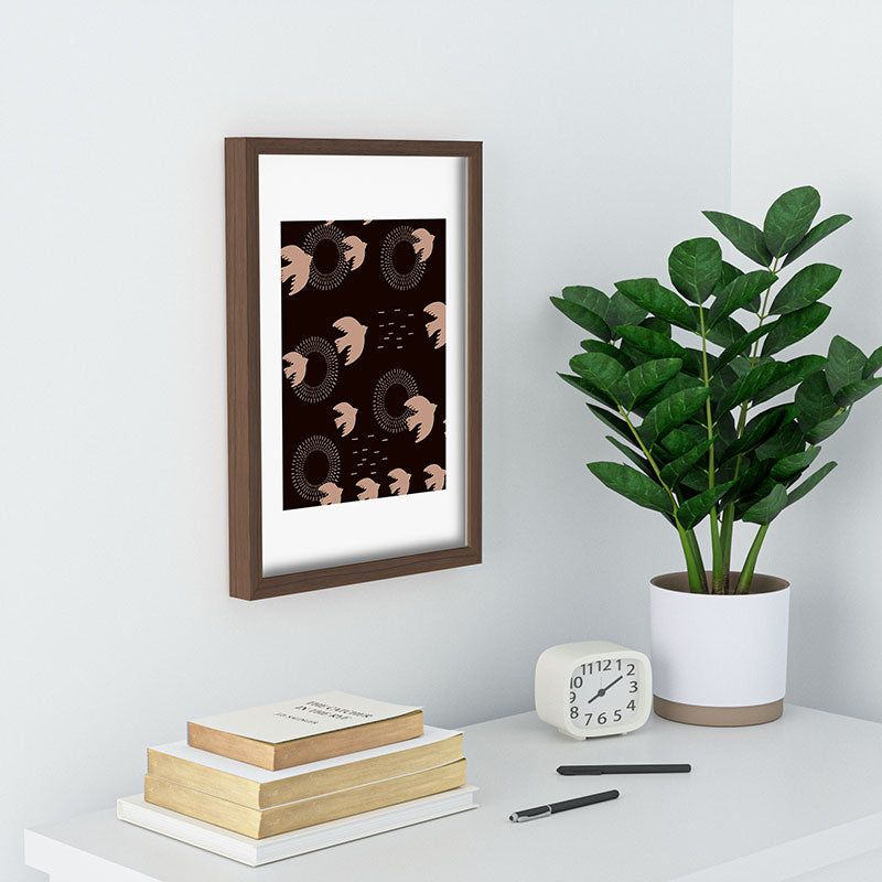 Viviana Gonzalez Espresso caramel Boho birds Recessed Framing Rectangle