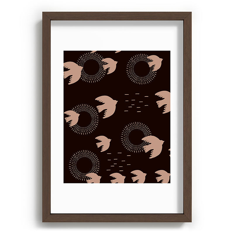 Viviana Gonzalez Espresso caramel Boho birds Recessed Framing Rectangle