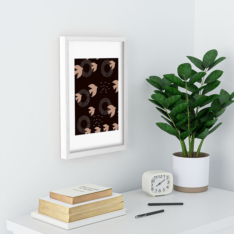 Viviana Gonzalez Espresso caramel Boho birds Recessed Framing Rectangle