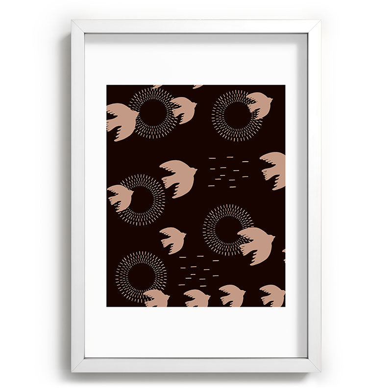 Viviana Gonzalez Espresso caramel Boho birds Recessed Framing Rectangle