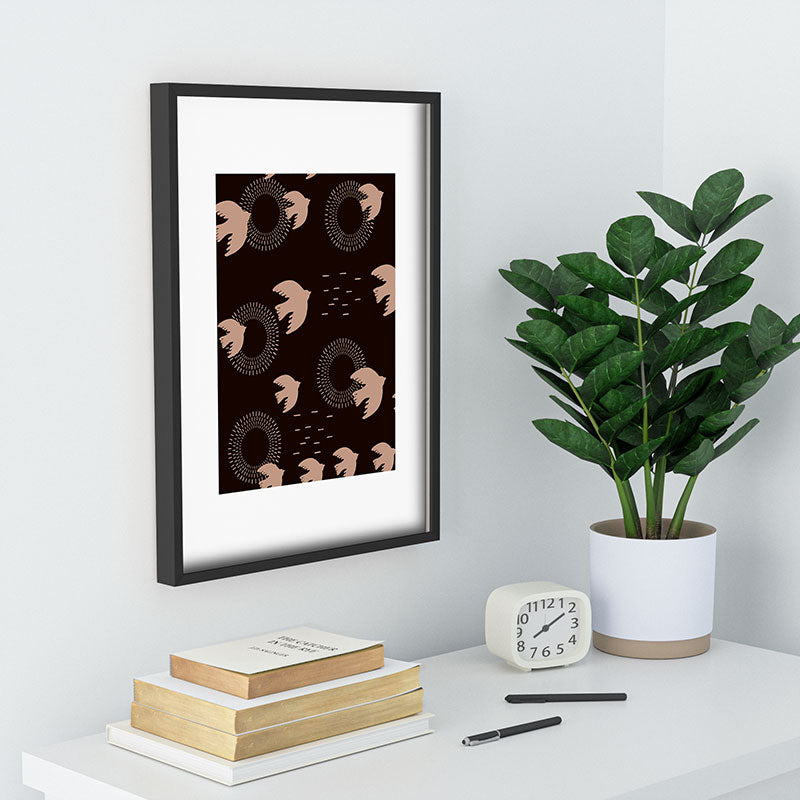 Viviana Gonzalez Espresso caramel Boho birds Recessed Framing Rectangle