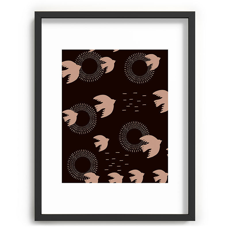 Viviana Gonzalez Espresso caramel Boho birds Recessed Framing Rectangle