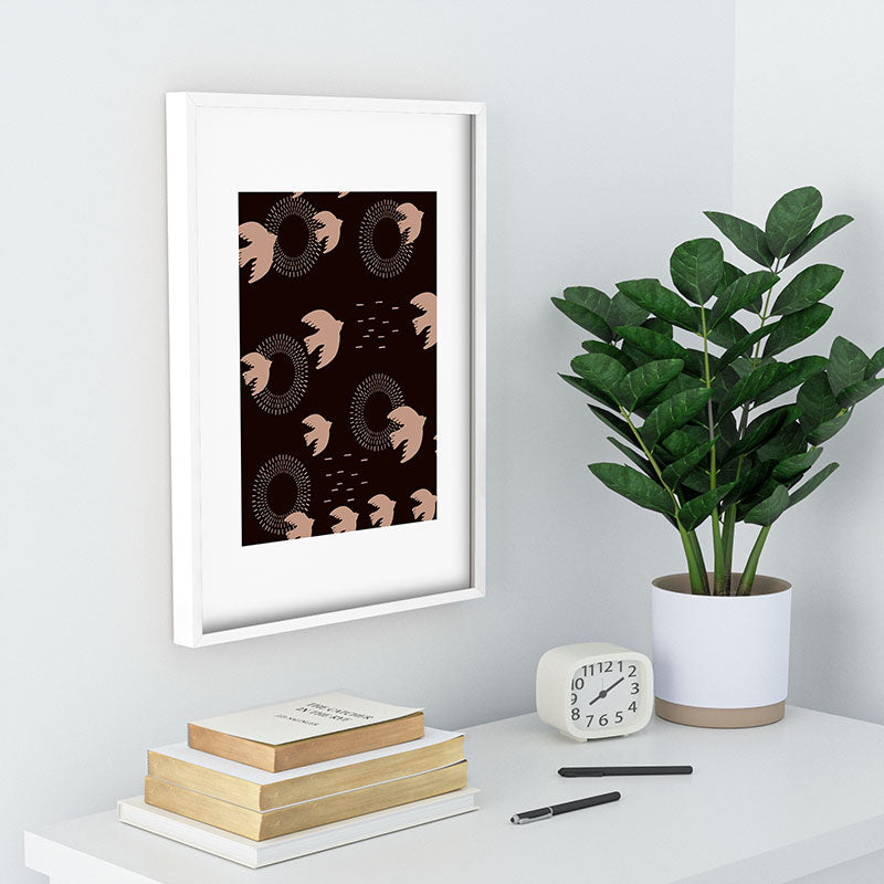 Viviana Gonzalez Espresso caramel Boho birds Recessed Framing Rectangle