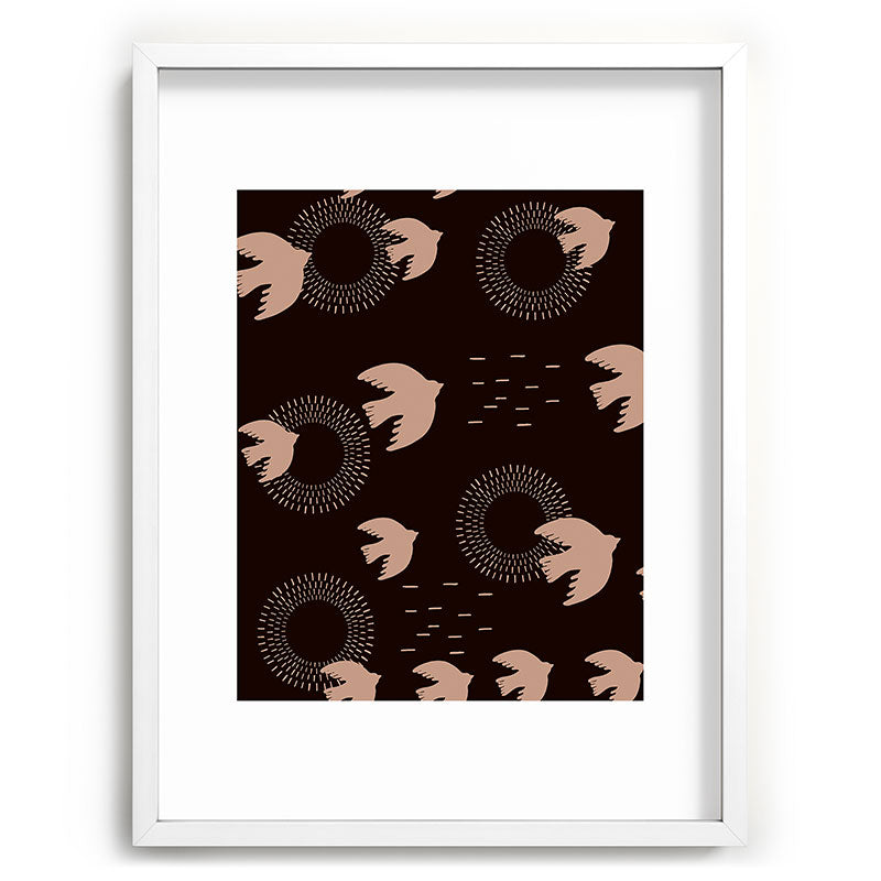 Viviana Gonzalez Espresso caramel Boho birds Recessed Framing Rectangle