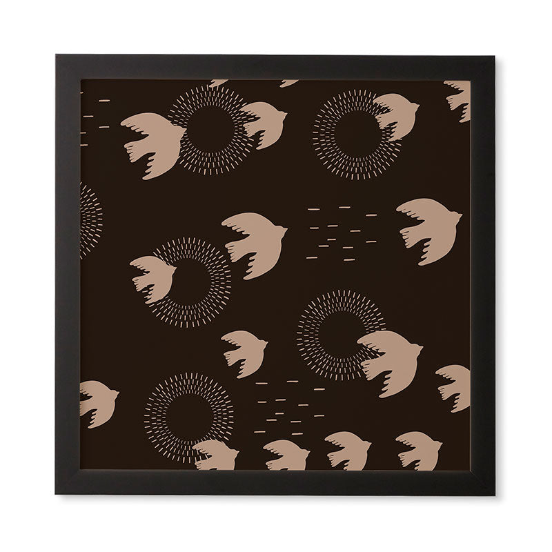 Viviana Gonzalez Espresso caramel Boho birds Framed Wall Art
