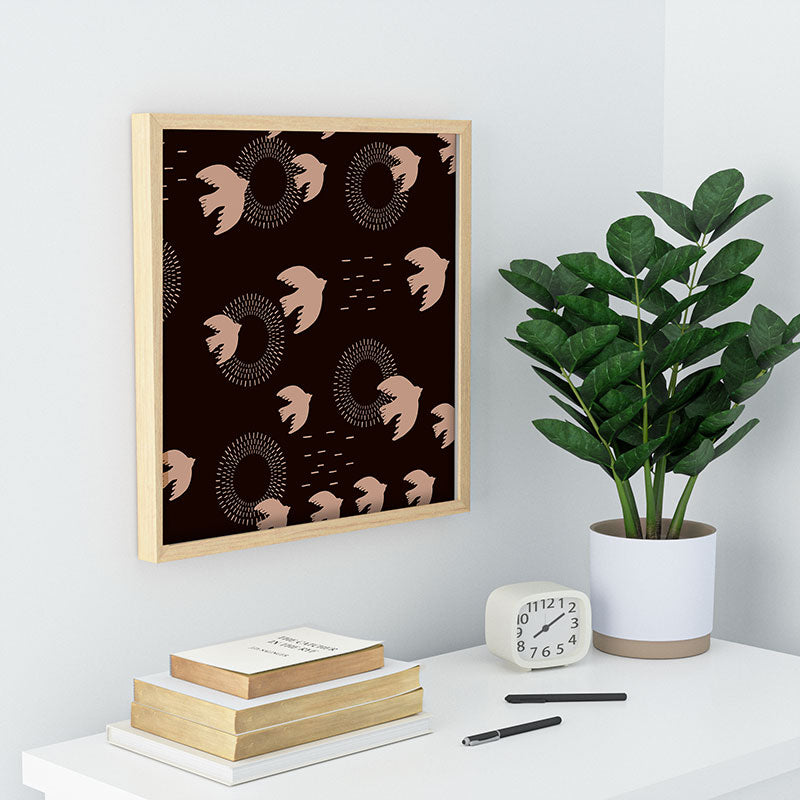Viviana Gonzalez Espresso caramel Boho birds Recessed Framing Square