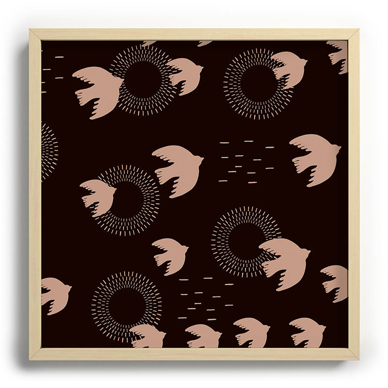 Viviana Gonzalez Espresso caramel Boho birds Recessed Framing Square