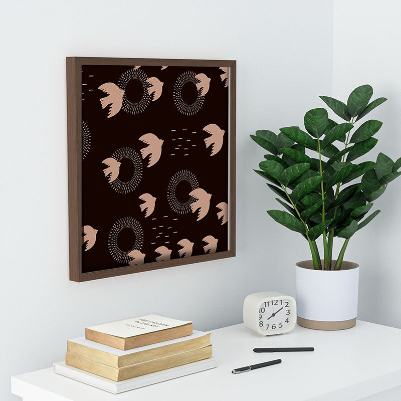 Viviana Gonzalez Espresso caramel Boho birds Recessed Framing Square
