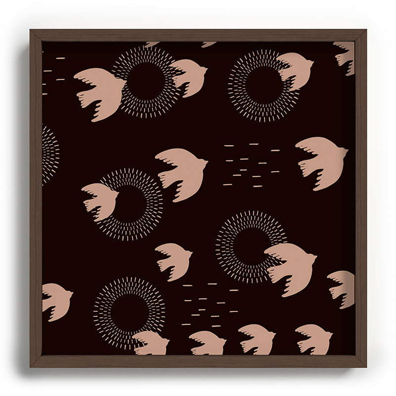 Viviana Gonzalez Espresso caramel Boho birds Recessed Framing Square