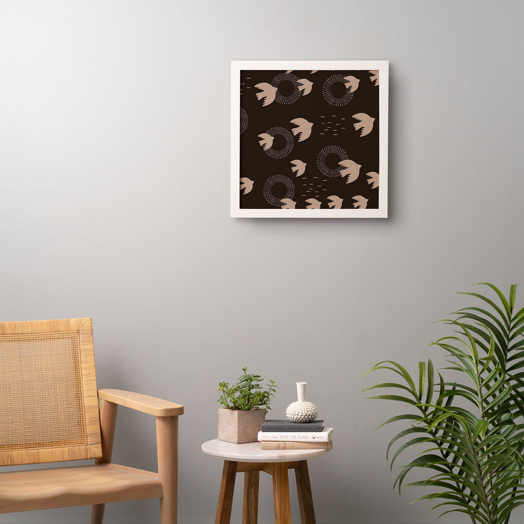 Viviana Gonzalez Espresso caramel Boho birds Framed Wall Art