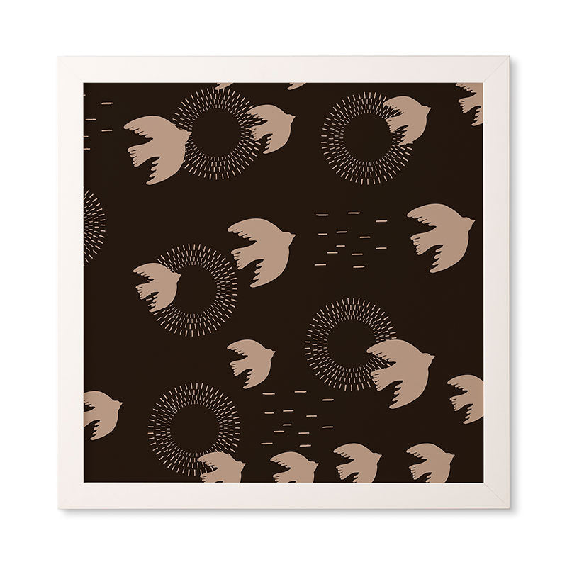 Viviana Gonzalez Espresso caramel Boho birds Framed Wall Art