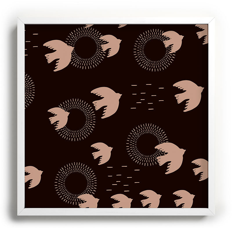 Viviana Gonzalez Espresso caramel Boho birds Recessed Framing Square