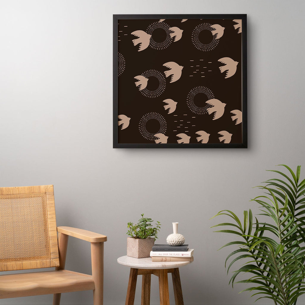 Viviana Gonzalez Espresso caramel Boho birds Framed Wall Art