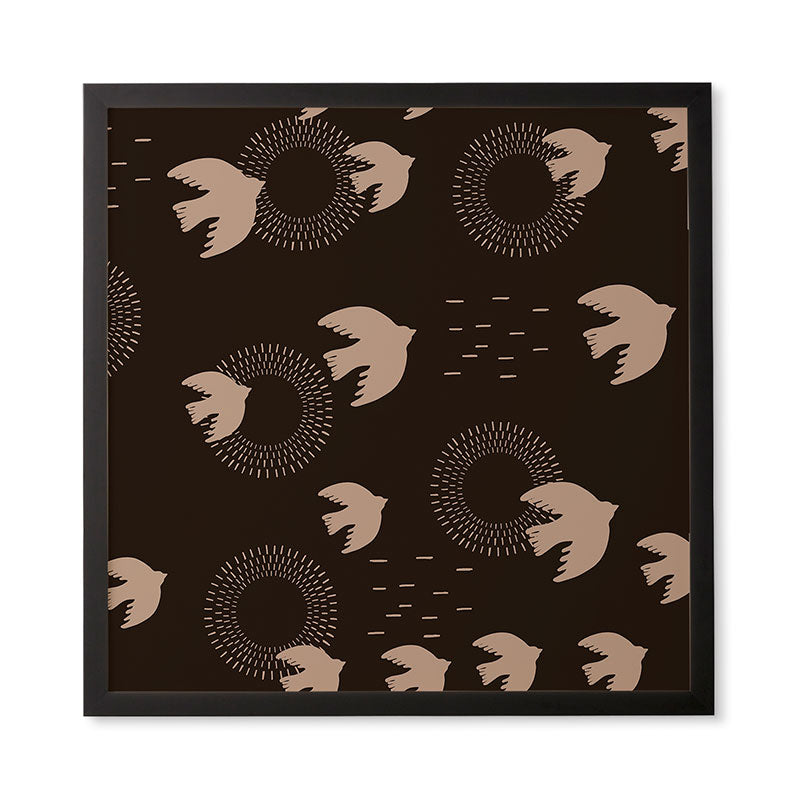 Viviana Gonzalez Espresso caramel Boho birds Framed Wall Art