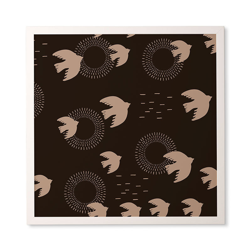 Viviana Gonzalez Espresso caramel Boho birds Framed Wall Art
