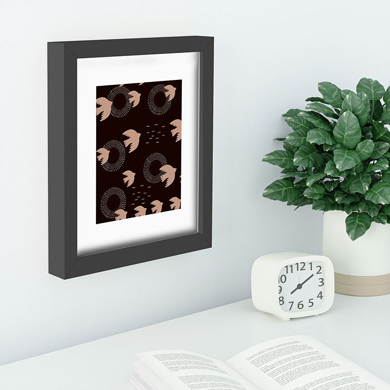Viviana Gonzalez Espresso caramel Boho birds Recessed Framing Rectangle