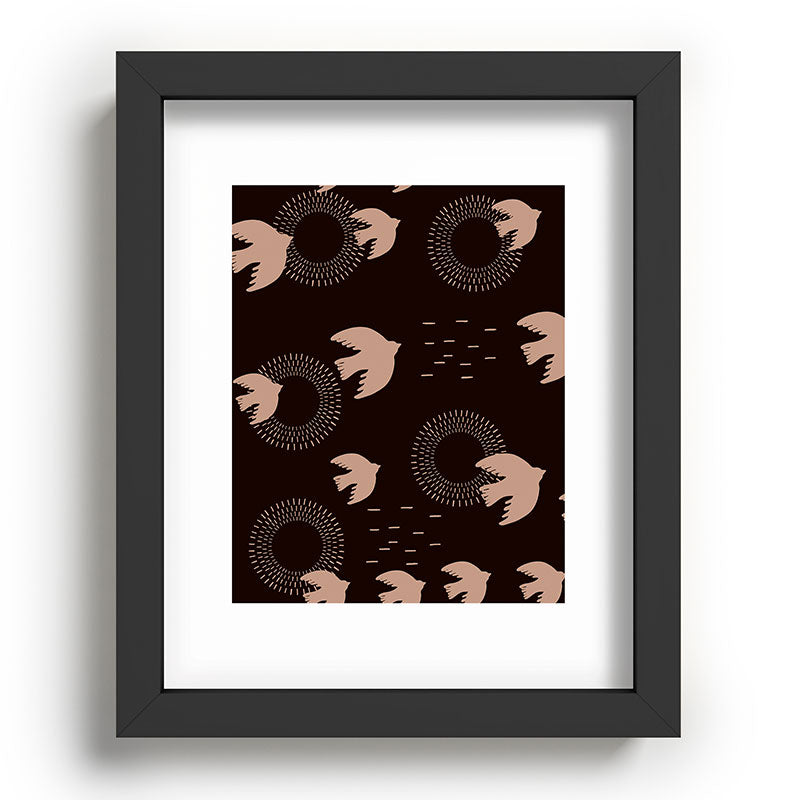 Viviana Gonzalez Espresso caramel Boho birds Recessed Framing Rectangle