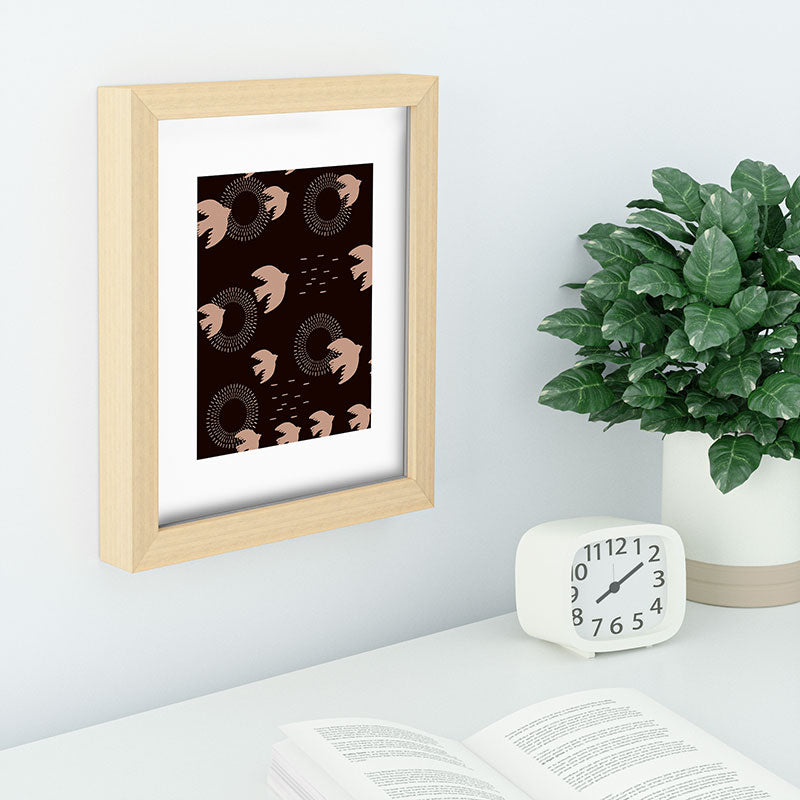 Viviana Gonzalez Espresso caramel Boho birds Recessed Framing Rectangle