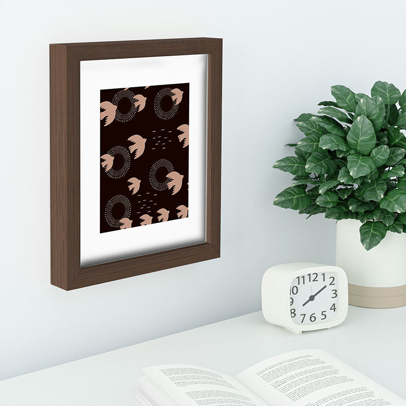 Viviana Gonzalez Espresso caramel Boho birds Recessed Framing Rectangle