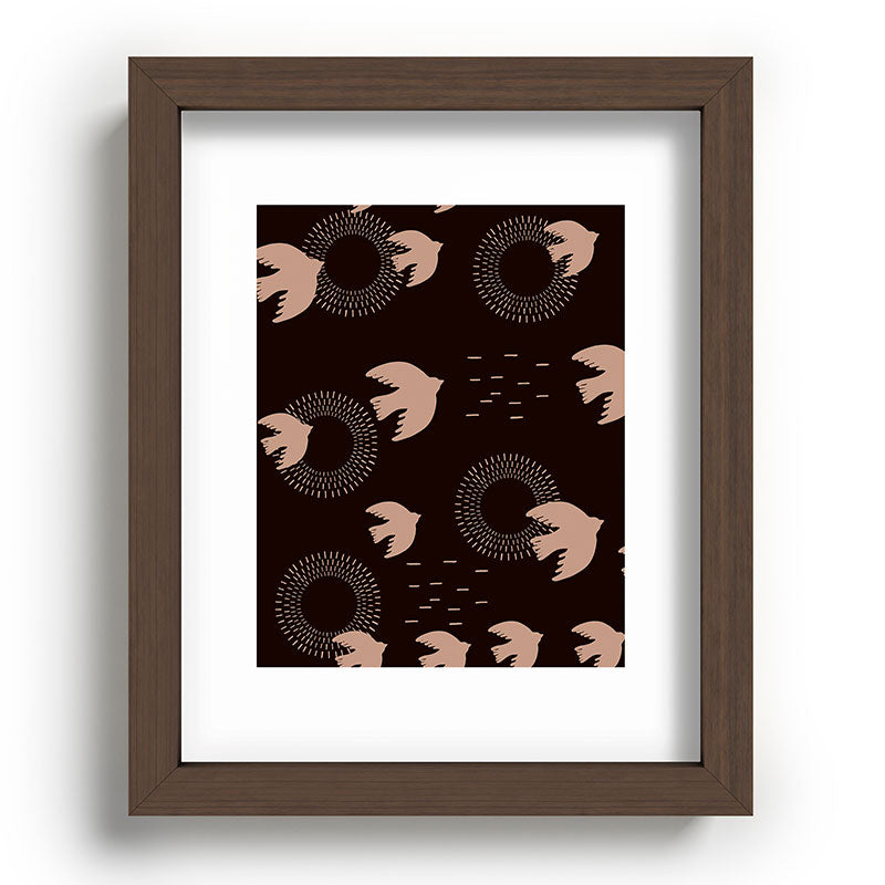 Viviana Gonzalez Espresso caramel Boho birds Recessed Framing Rectangle