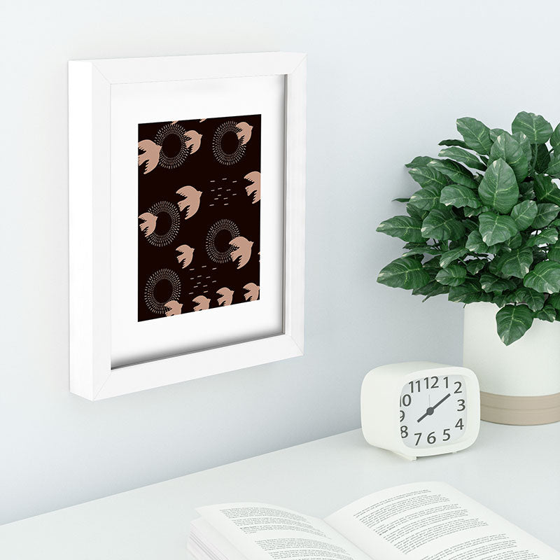Viviana Gonzalez Espresso caramel Boho birds Recessed Framing Rectangle