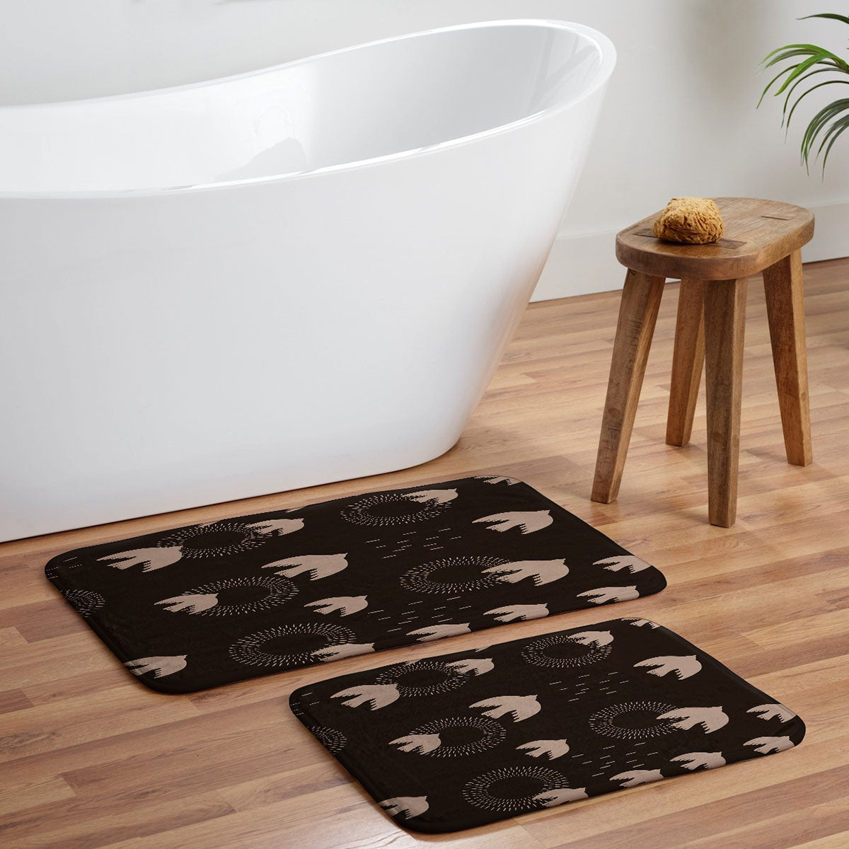 Viviana Gonzalez Espresso caramel Boho birds Memory Foam Bath Mat