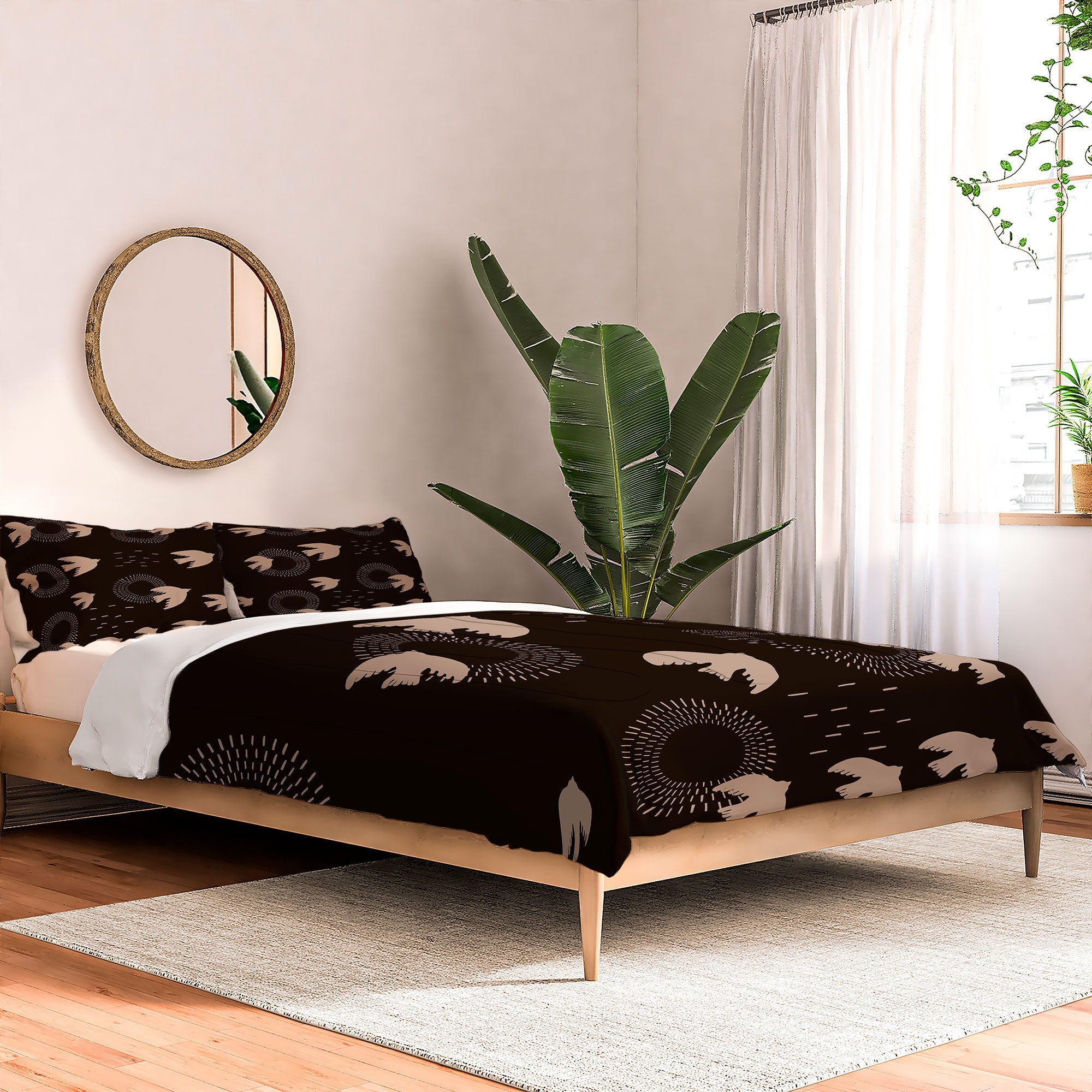 Viviana Gonzalez Espresso caramel Boho birds Comforter