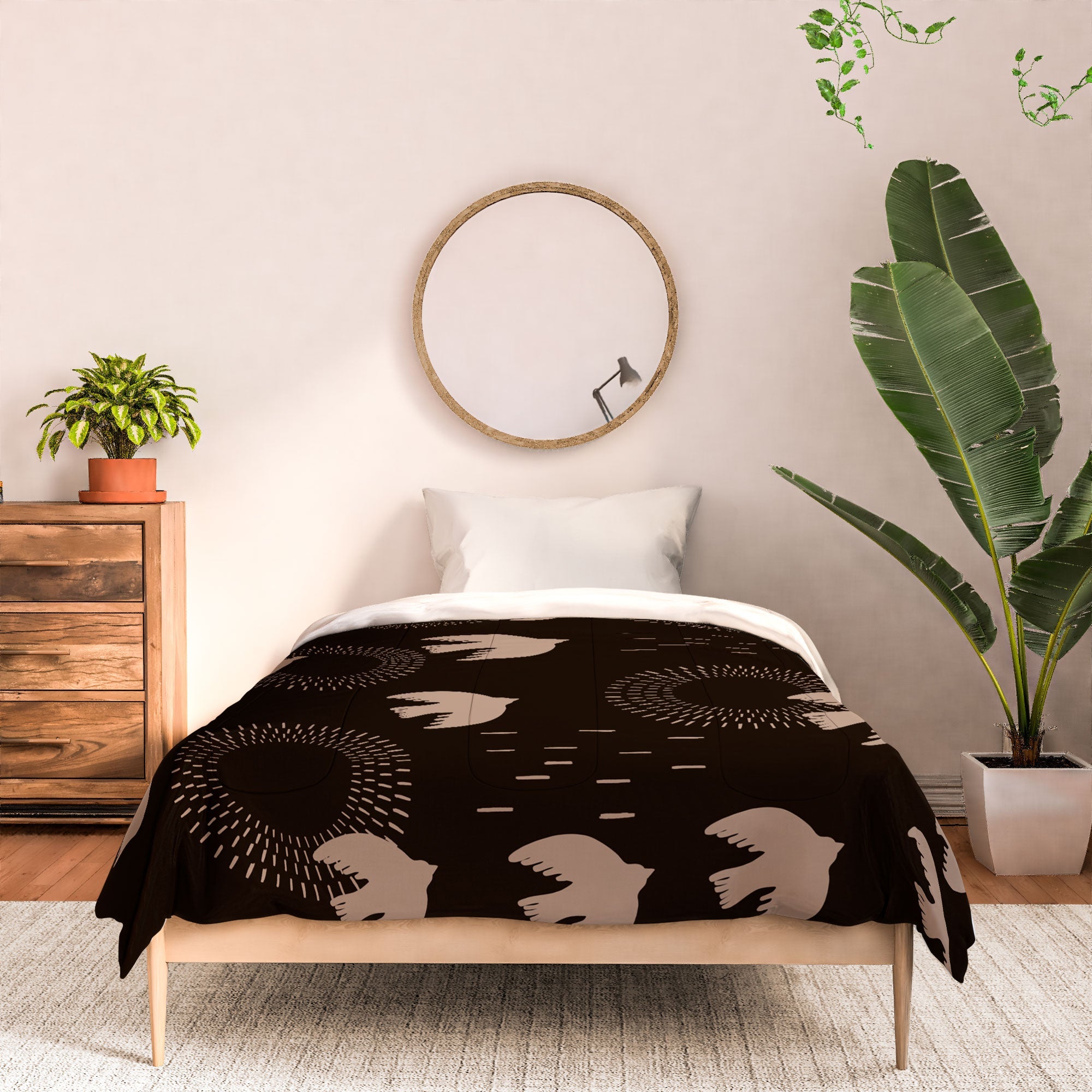 Viviana Gonzalez Espresso caramel Boho birds Comforter
