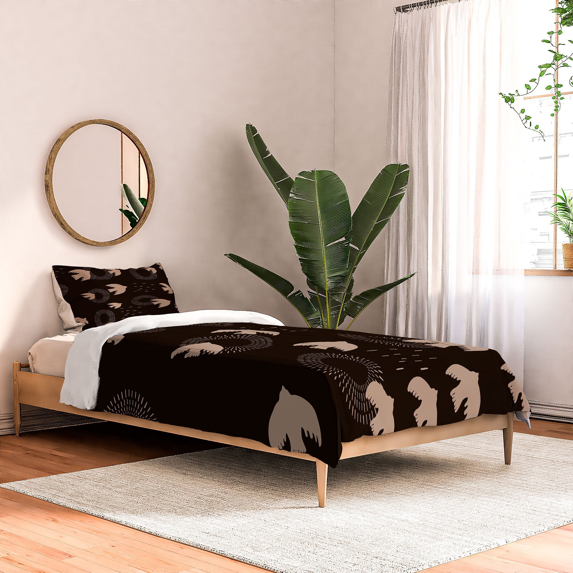Viviana Gonzalez Espresso caramel Boho birds Comforter