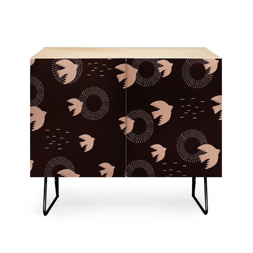 Viviana Gonzalez Espresso caramel Boho birds Credenza