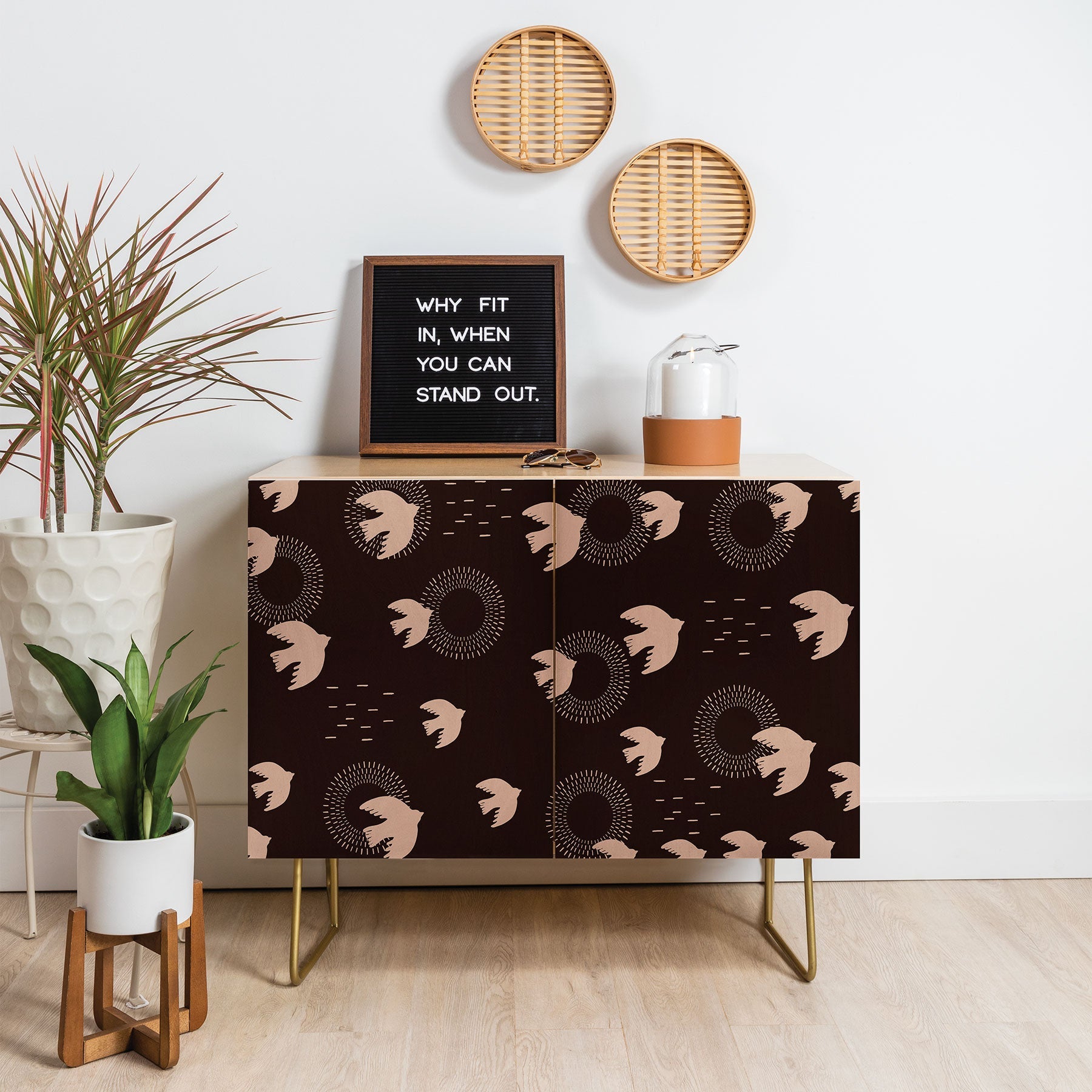 Viviana Gonzalez Espresso caramel Boho birds Credenza