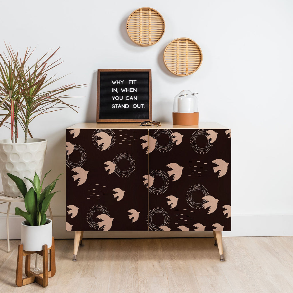 Viviana Gonzalez Espresso caramel Boho birds Credenza
