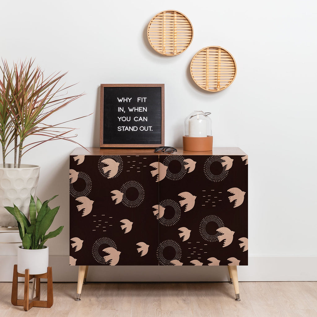 Viviana Gonzalez Espresso caramel Boho birds Credenza
