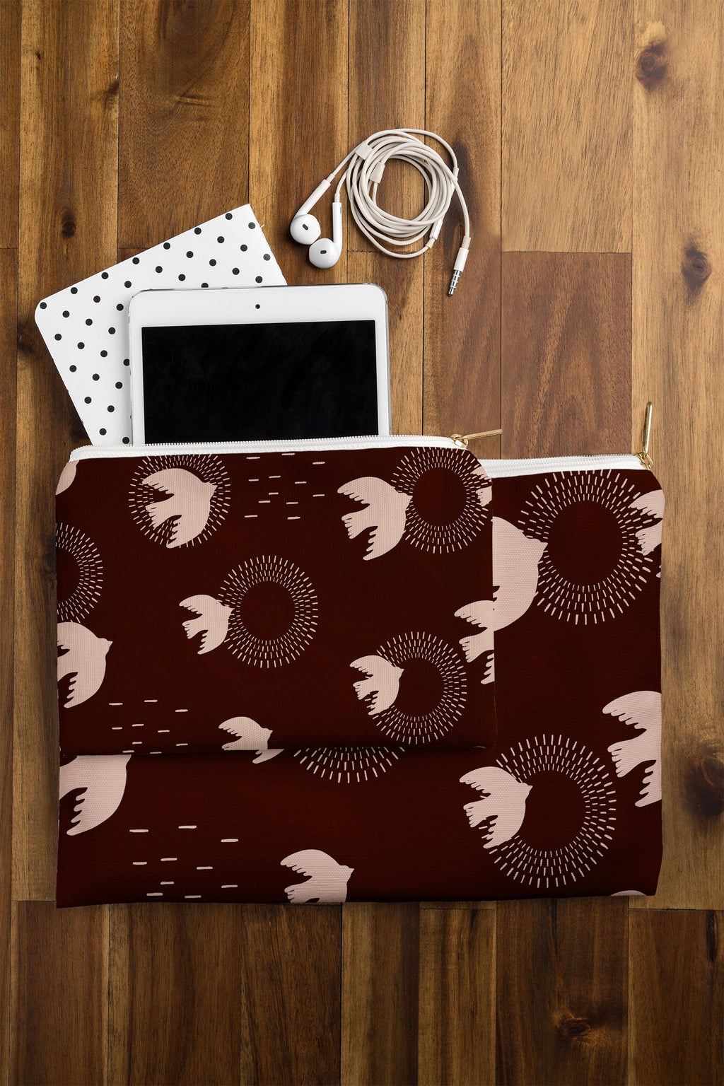 Viviana Gonzalez Espresso caramel Boho birds Pouch