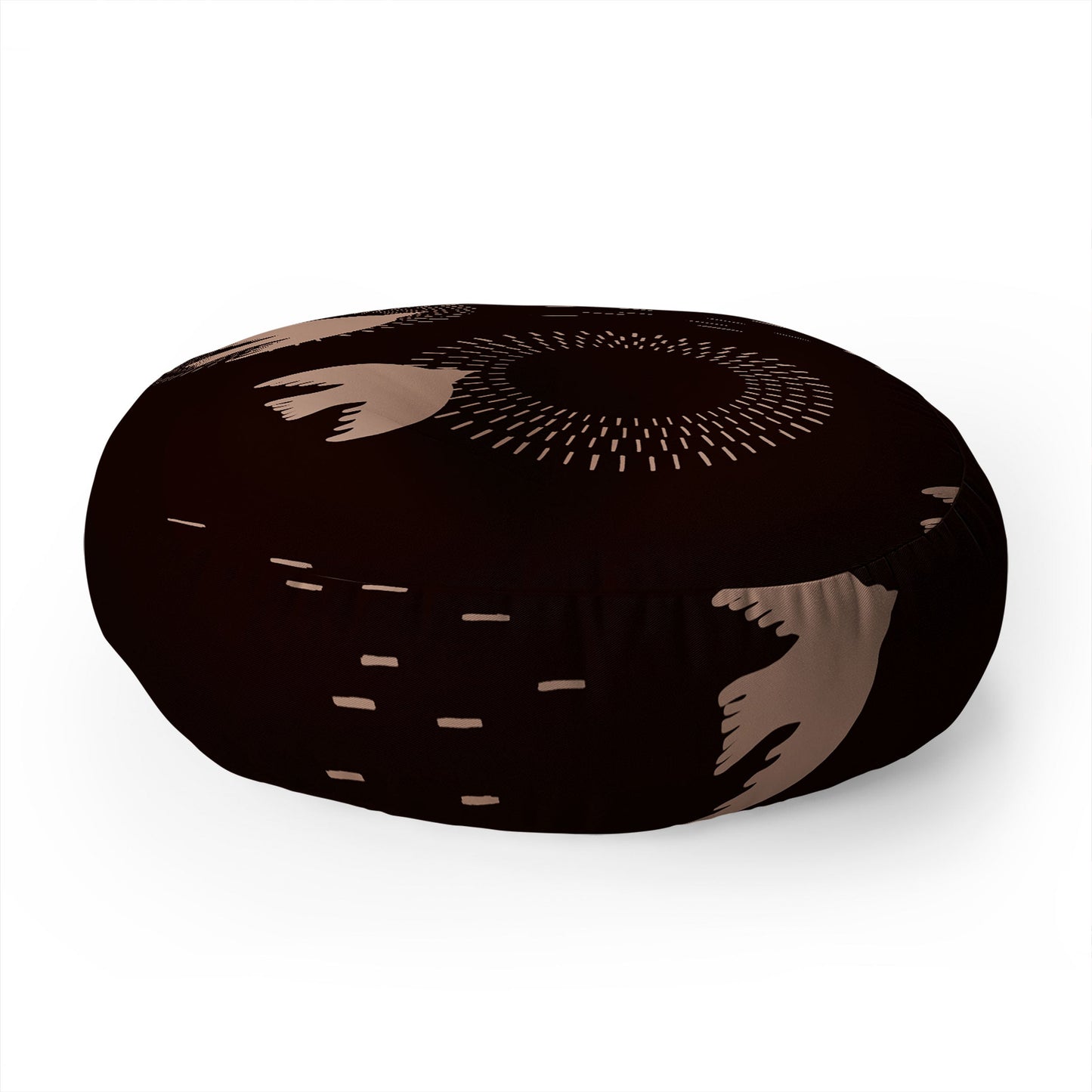 Viviana Gonzalez Espresso caramel Boho birds Floor Pillow Round
