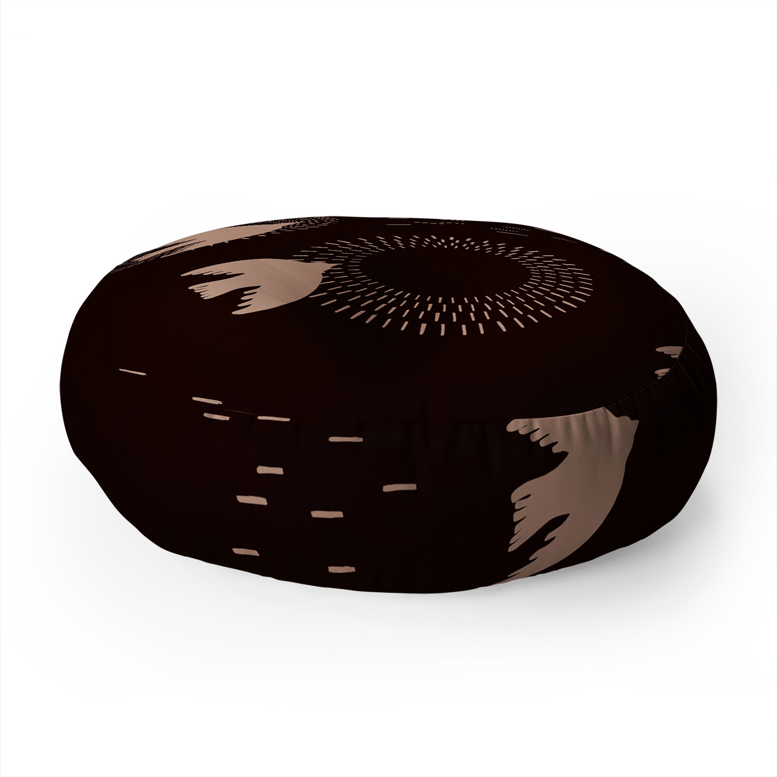 Viviana Gonzalez Espresso caramel Boho birds Floor Pillow Round