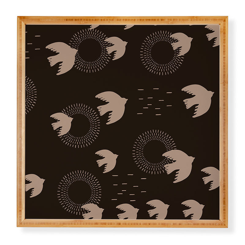 Viviana Gonzalez Espresso caramel Boho birds Framed Wall Art