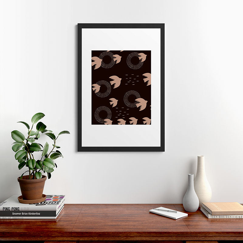Viviana Gonzalez Espresso caramel Boho birds Framed Art Print